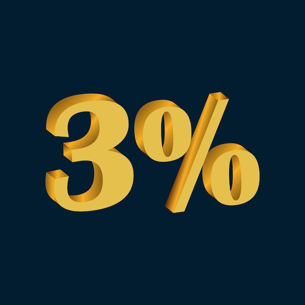 3 percent sign 3d rendering isolated