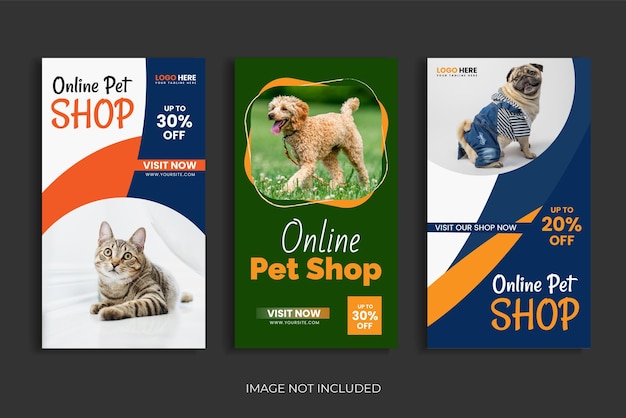 3 pet shop social media story template pet Instagram story pack