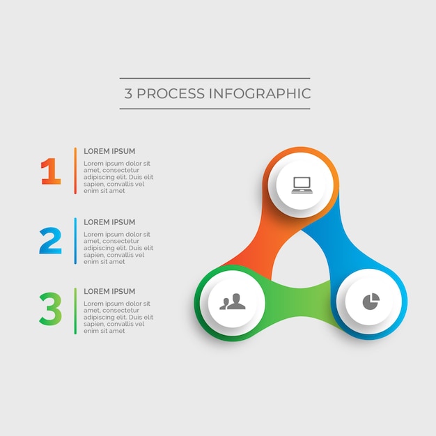 3 process infographic with modern free vector