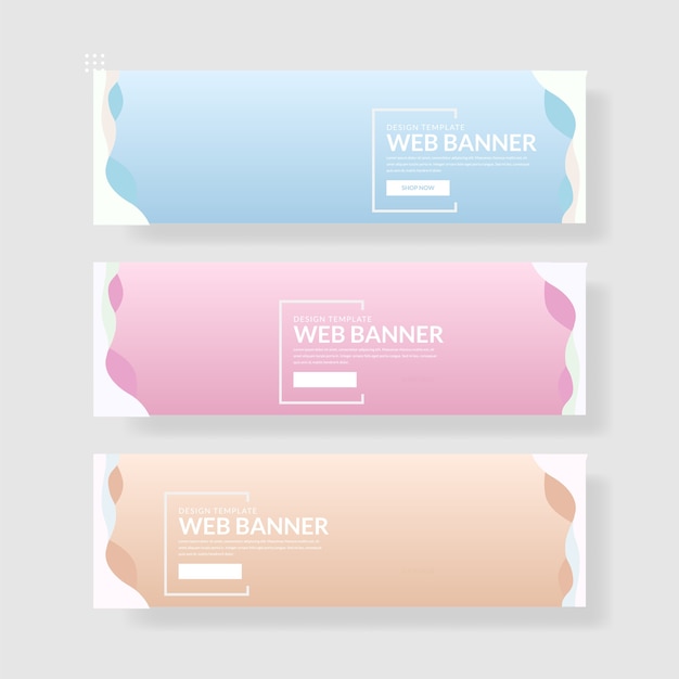 Vector 3 set pastel color banner