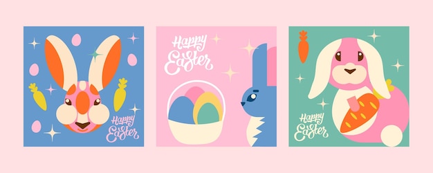 3 templates with bunnies for Easter