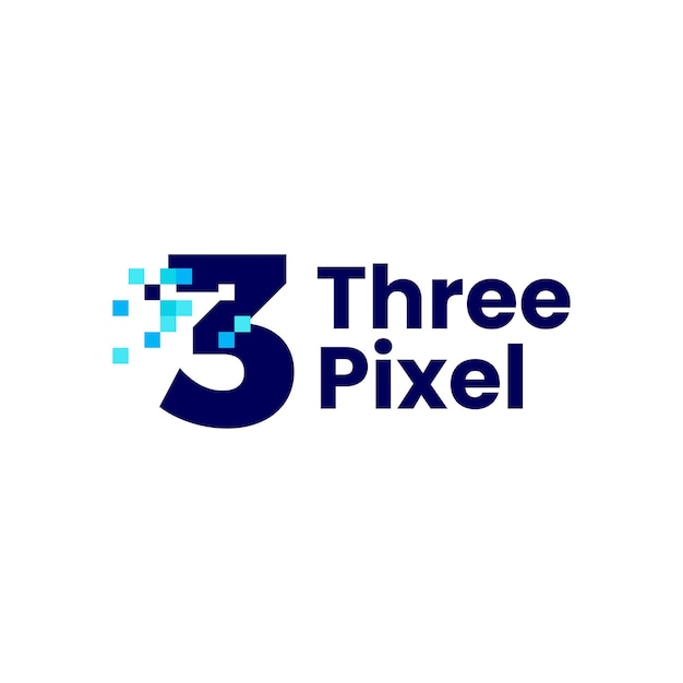 3 three number pixel mark digital 8 bit logo vector icon illustration