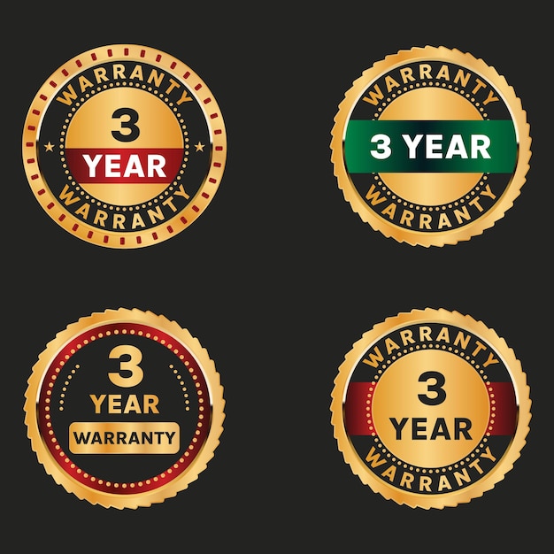 3 year warranty golden badge set