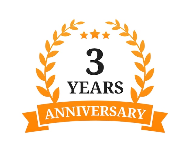 3 years anniversary icon vector symbol illustration.