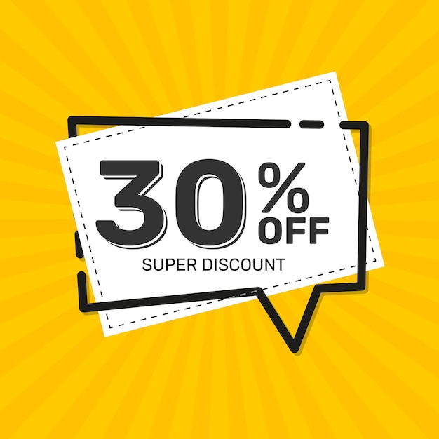 30 OFF Super Discount Discount Promotion Special Offer Discount Banner Yellow Square Banner