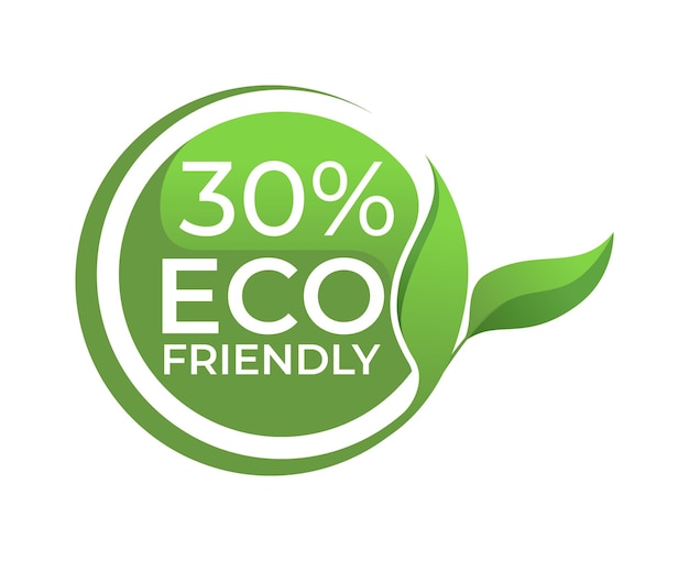 30 percent eco friendly green sticker or label design Vector illustration