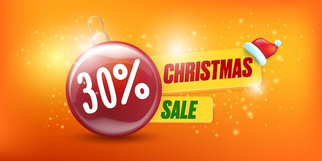 30 percent off Christmas sale banner design template