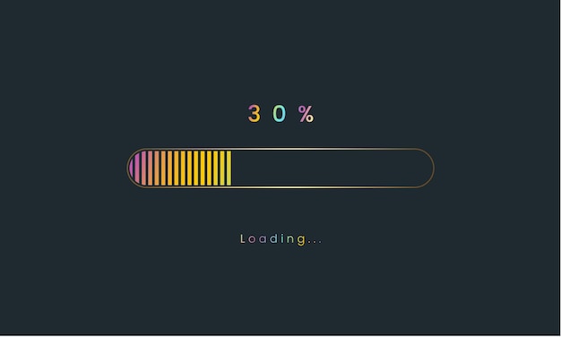 30 percent rainbow downloading bar loading bar banner for user interface colorful Futuristic.