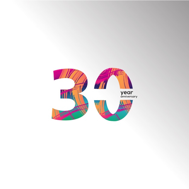 30 Years Anniversary Celebration Color Vector Template Design Illustration