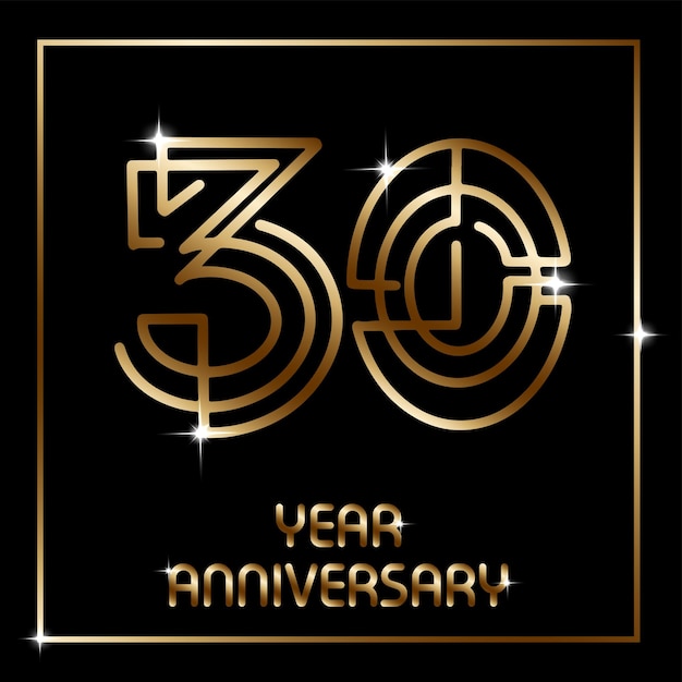 30 years anniversary celebration vector logo line art retro modern