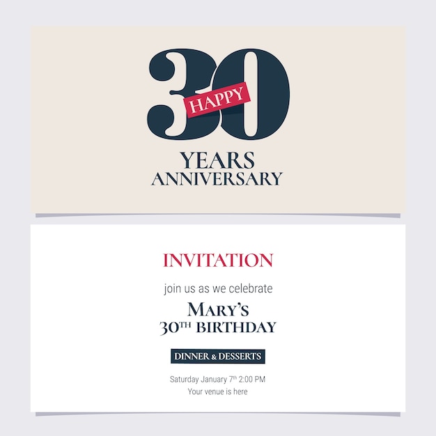 30 years anniversary invitation card