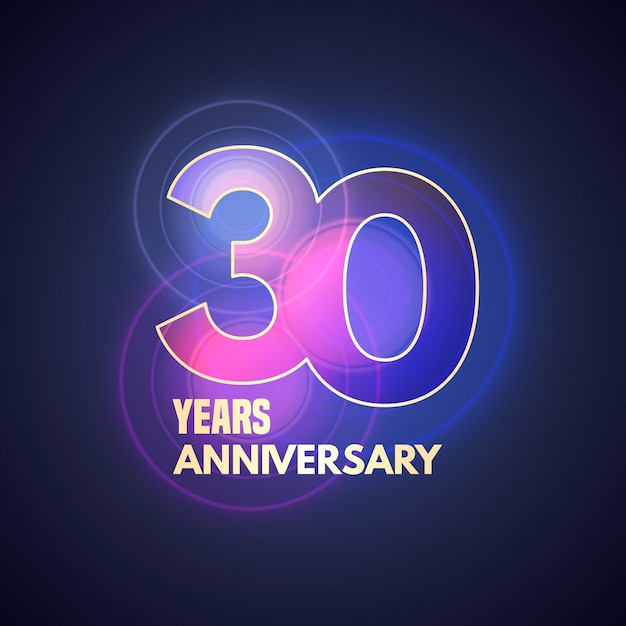 30 years anniversary vector icon, logo. Graphic design element with bokeh for 30th anniversary