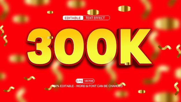 300k subscriber our channel 3d editable text effect vector EPS with cute background