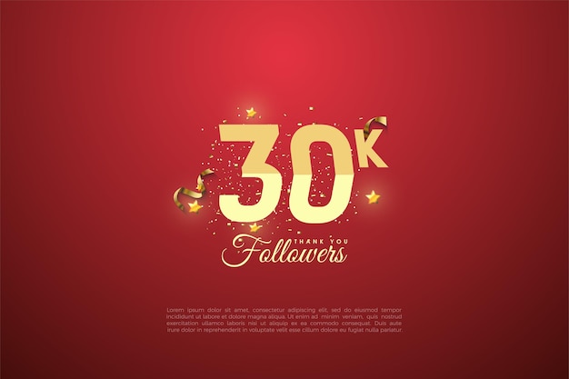 30k followers background with numbers graded on the red background slightly vignette.