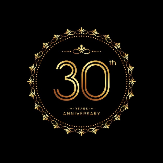 30th anniversary logo with double line number style and gold color text