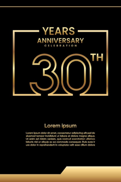 30th Anniversary template design Line art design Golden anniversary vector template