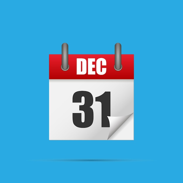 31 december. Realistic calendar icon. Vector illustration. Eps 10.