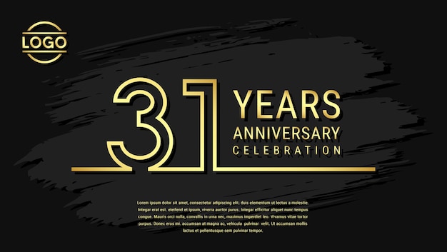 31 years anniversary celebration anniversary celebration template design with gold color isolated on black brush background vector template illustration