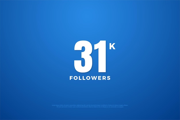 31k followers with blue and white color concept.