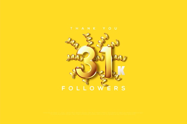 31k followers in yellow color concept with celebration ribbon.