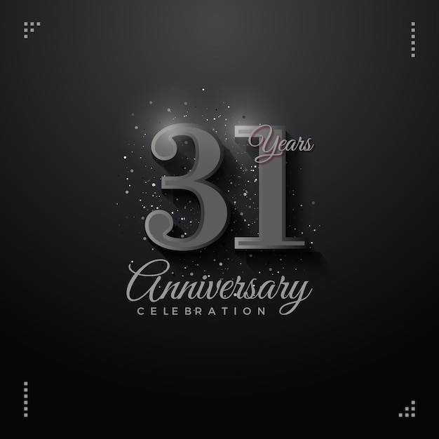 31st anniversary party invitation with glowing numbers on dark background