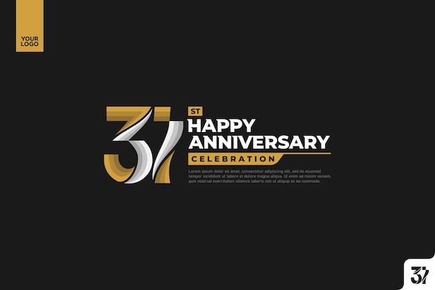 31st happy anniversary celebration with gold and silver on black background