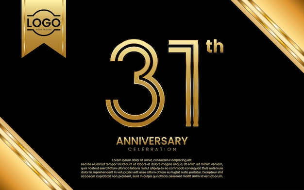 31th Anniversary Celebration Anniversary template design with golden number Vector Template