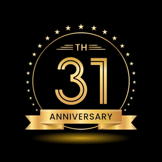 31th Anniversary logo design Golden number concept design Line Art style Logo Vector Template