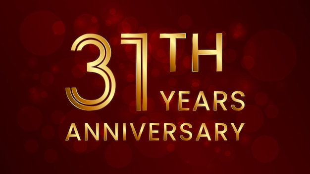 31th anniversary logo with double line number concept and golden color font