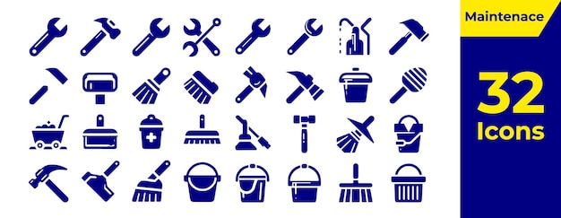 32 Maintenance icons set