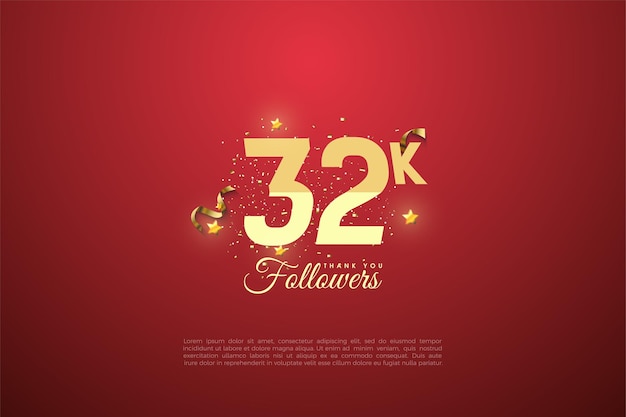 32k followers background with flat number design