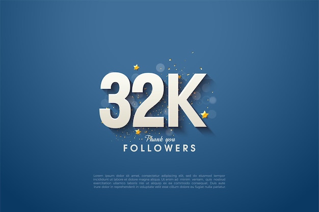 32k followers with 3d numbers illustration