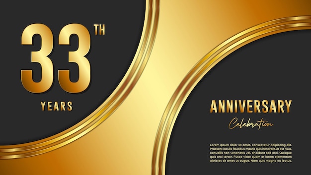 32th Anniversary Celebration template design with gold background and numbers Vector Template