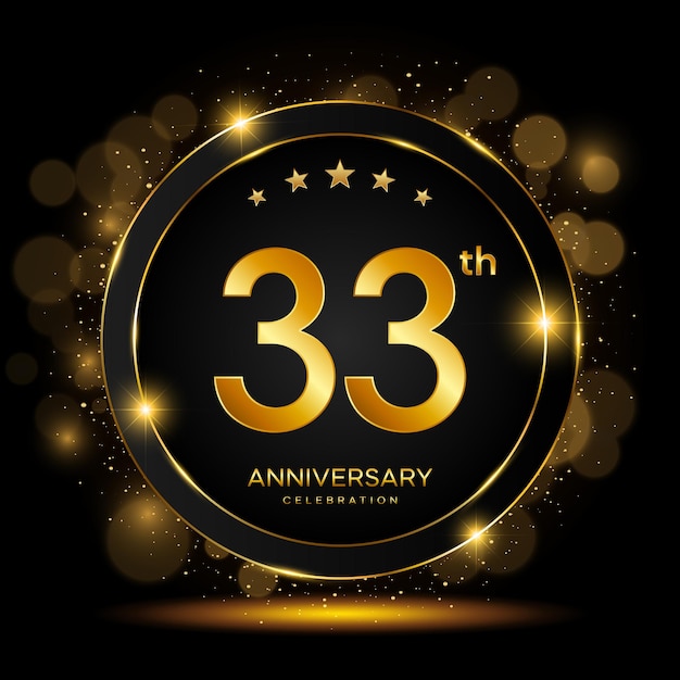 33th Anniversary Celebration Golden Anniversary Template Design Vector Template illustration