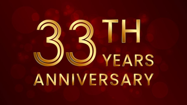 33th anniversary logo with double line number concept and golden color font