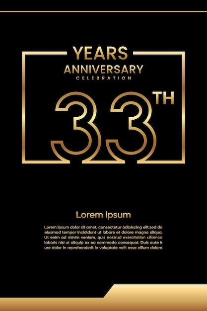 33th Anniversary template design Line art design Golden anniversary vector template