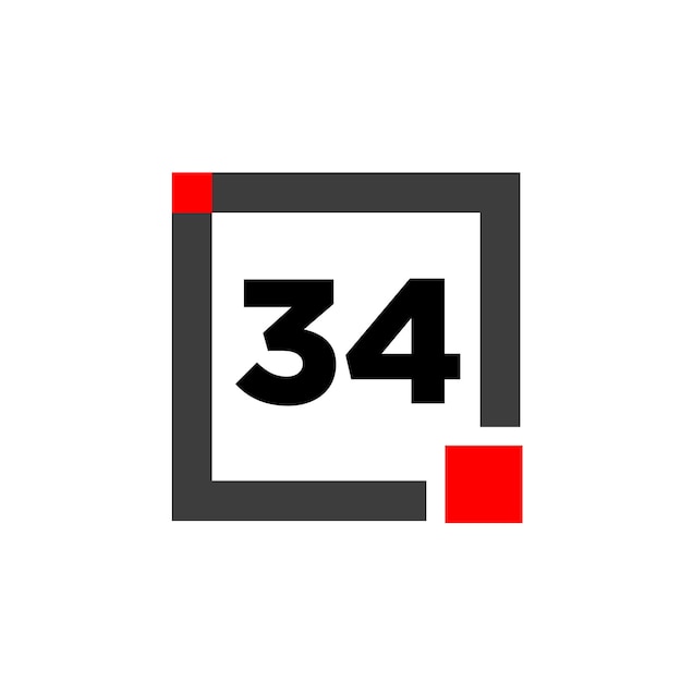 34 number with square icon 34 dot monogram