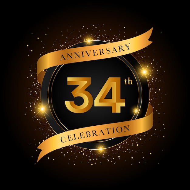 34th anniversary celebration Golden anniversary celebration template design Vector illustrations