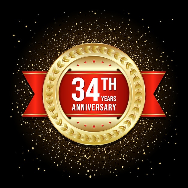 34th anniversary design template vector template illustration