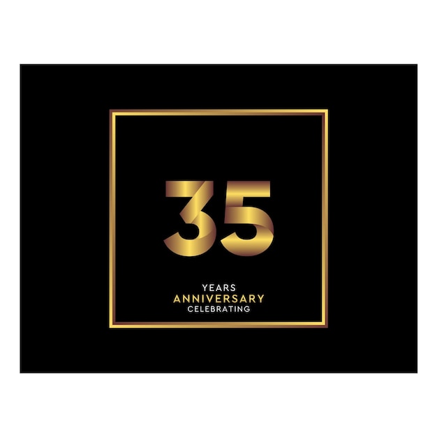 35 Year Anniversary With Gold Color Square