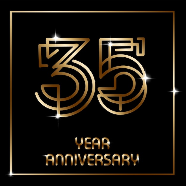 35 years anniversary celebration vector logo line art retro modern