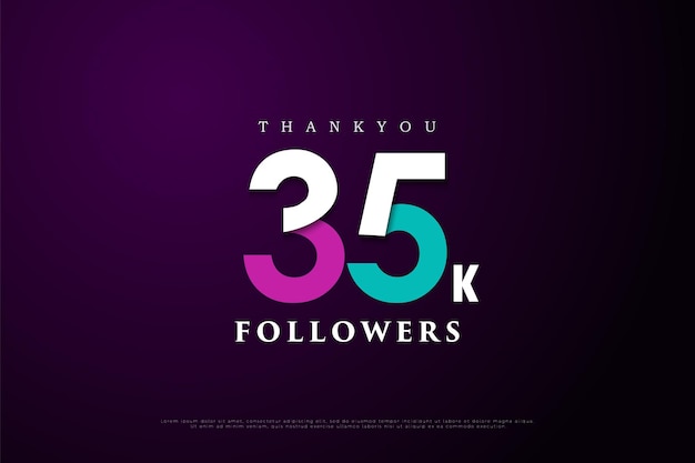 35k followers celebration with festive paper numbers.