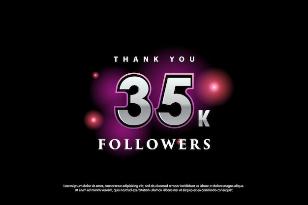 35k followers celebration with multiple light effects background.