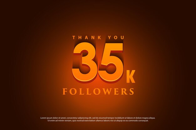 35k followers celebration with orange light effect.