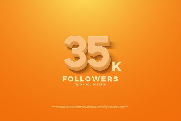 35k followers with orange 3d numbers.