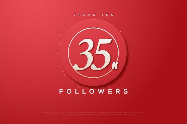 35k followers with red circle background.