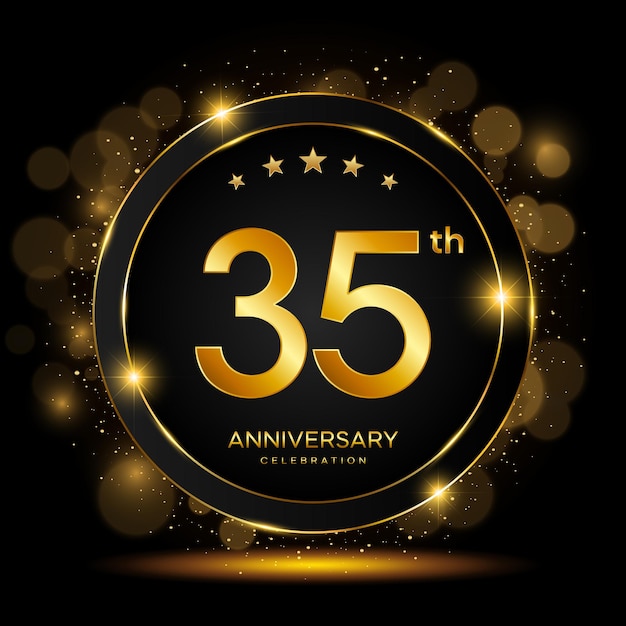 35th Anniversary Celebration Golden Anniversary Template Design Vector Template illustration