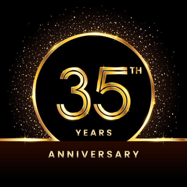 35th anniversary Logo Anniversary logo design with double line concept vector illustration