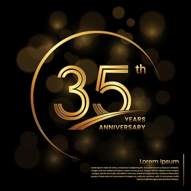 35th Anniversary logo design with double line numbers Golden anniversary template Vector Logo Template