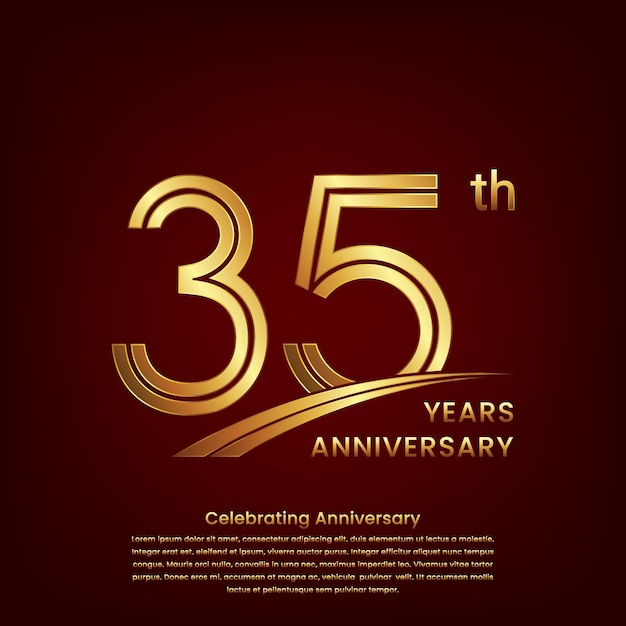 35th Anniversary logo with double line concept design Golden number for anniversary celebration event Logo Vector Template